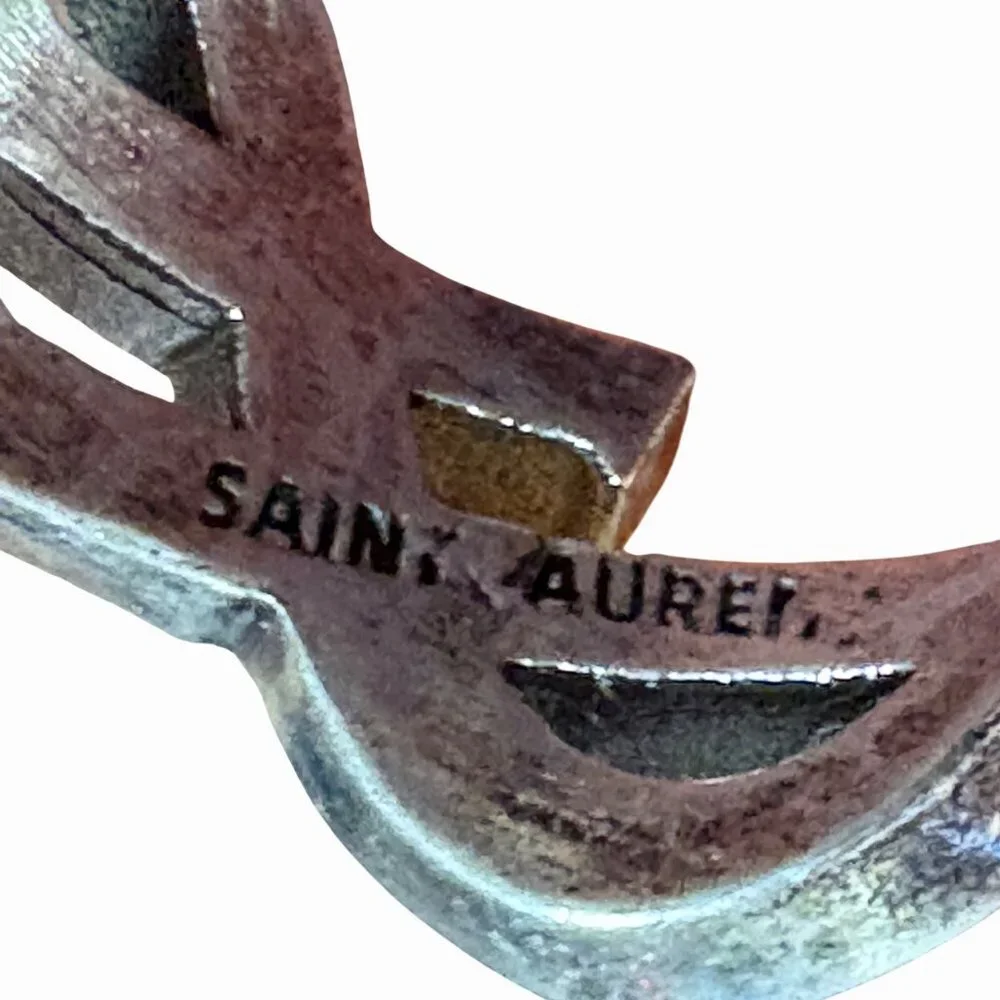 YSL Saint Laurent Cassandre Twisted Metal Ring Oxidized Silver Made In Italy 6 - Picture 8 of 10